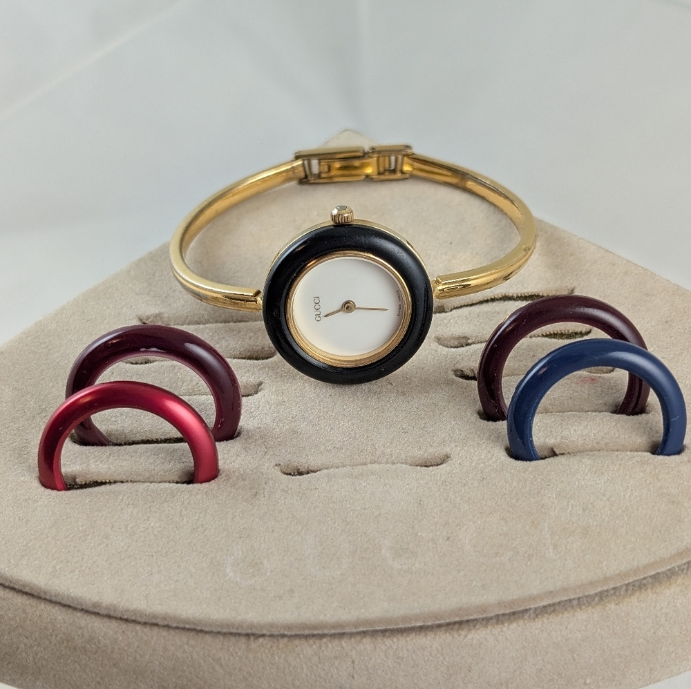 AUTHENTIC GUCCI 11/12.2 BEZEL BANGLE WATCH w/5 Bezels/REGULAR/EXCELLENT